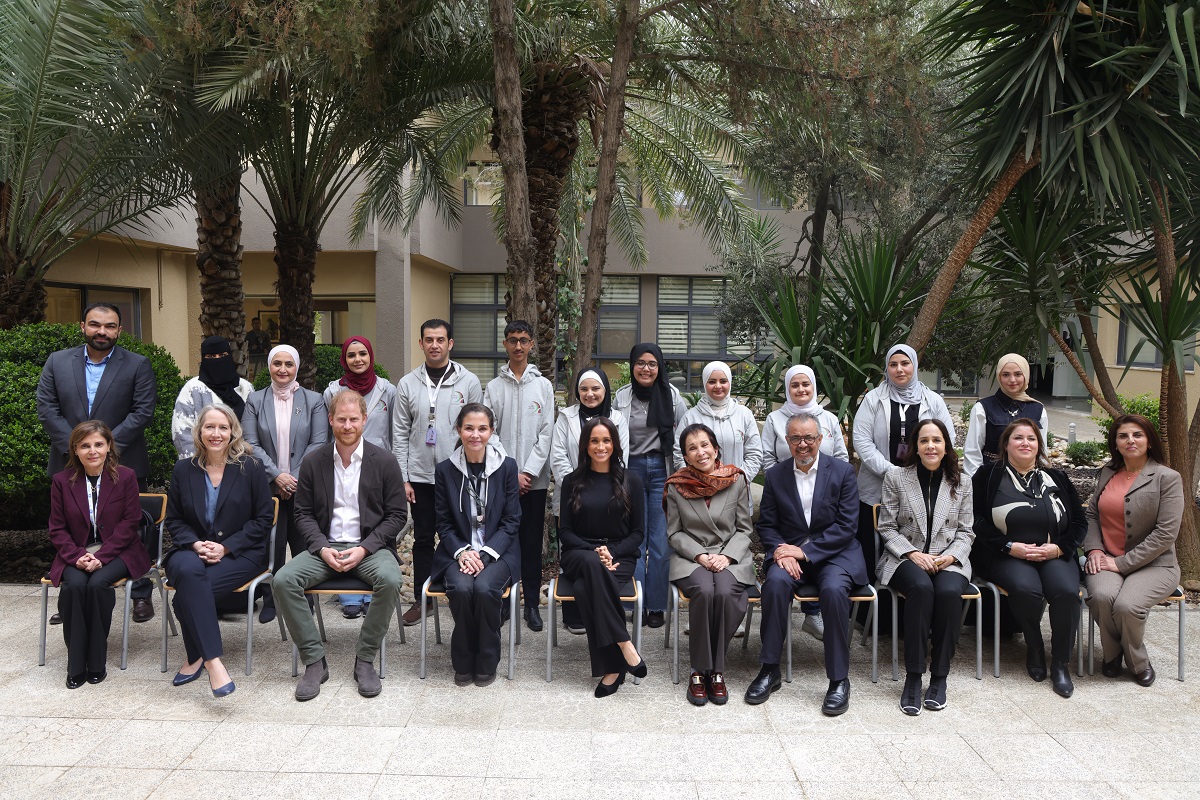 Princess Basma bint Talal Meets WHO Delegation Accompanied by Princes Harry, Meghan 